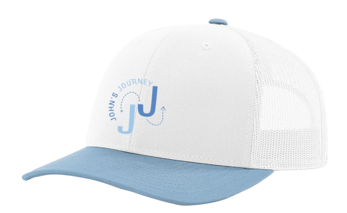 White and Carolina Blue John's Journey Trucker Hat